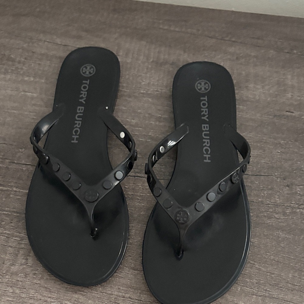 Tory Burch Black Studded Jelly Sandal Flip Flops
